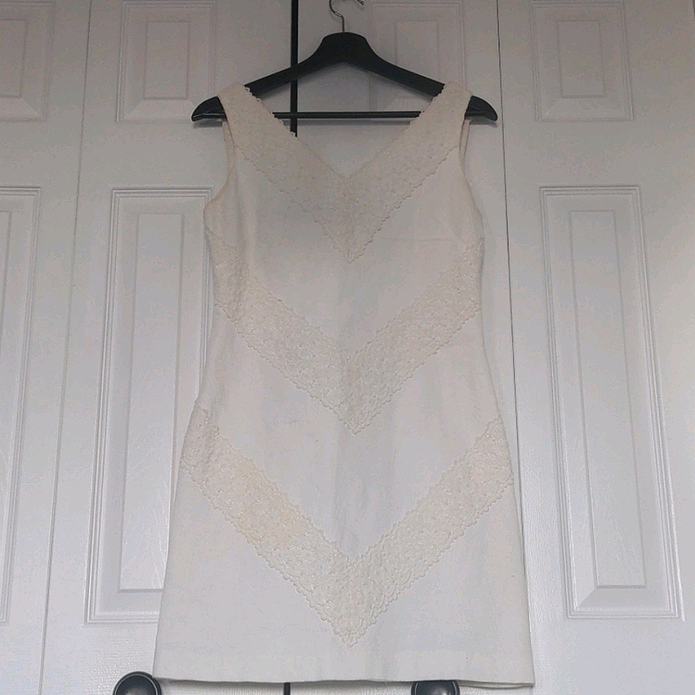 White detailed cocktail dress